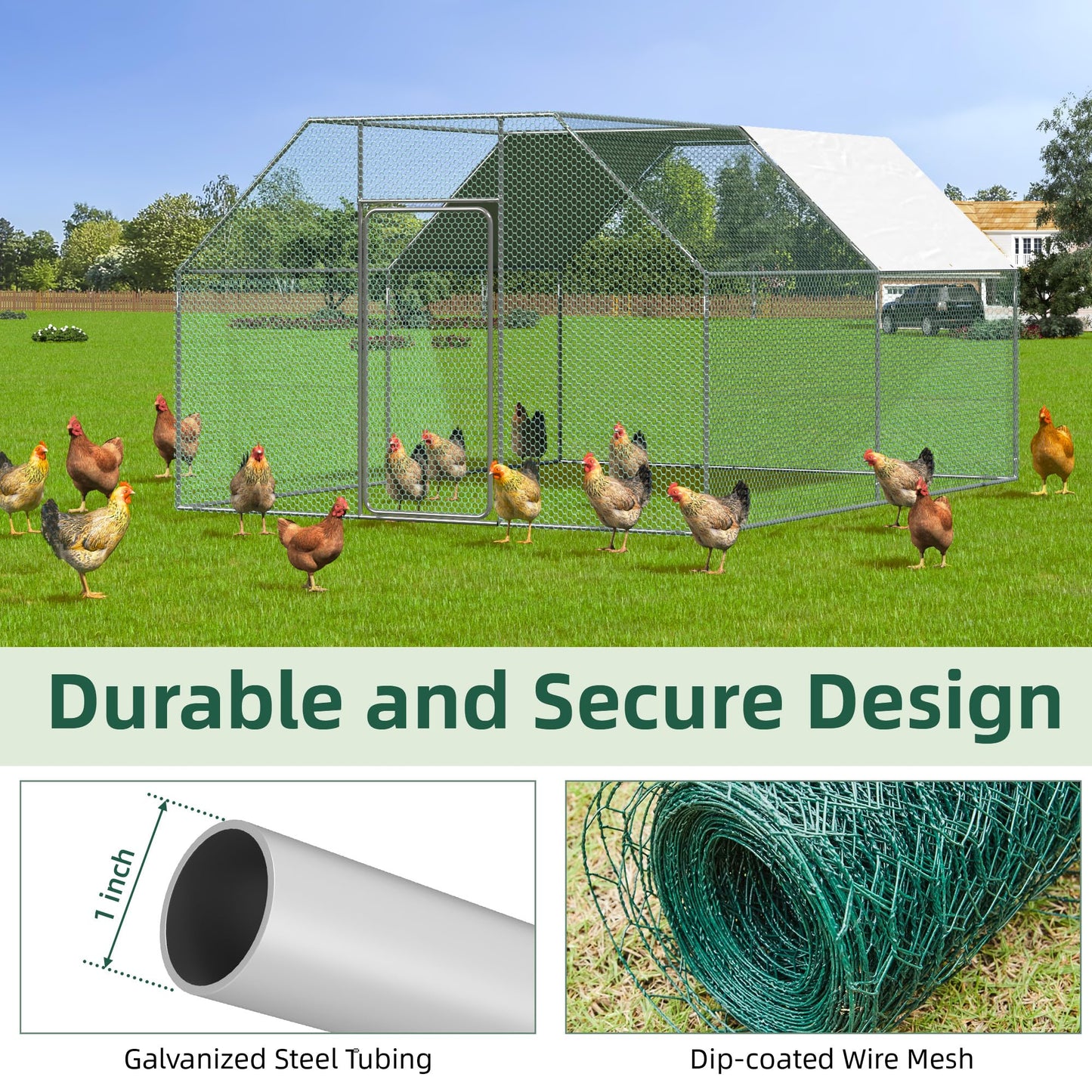 YODOLLA durable metal chicken coop