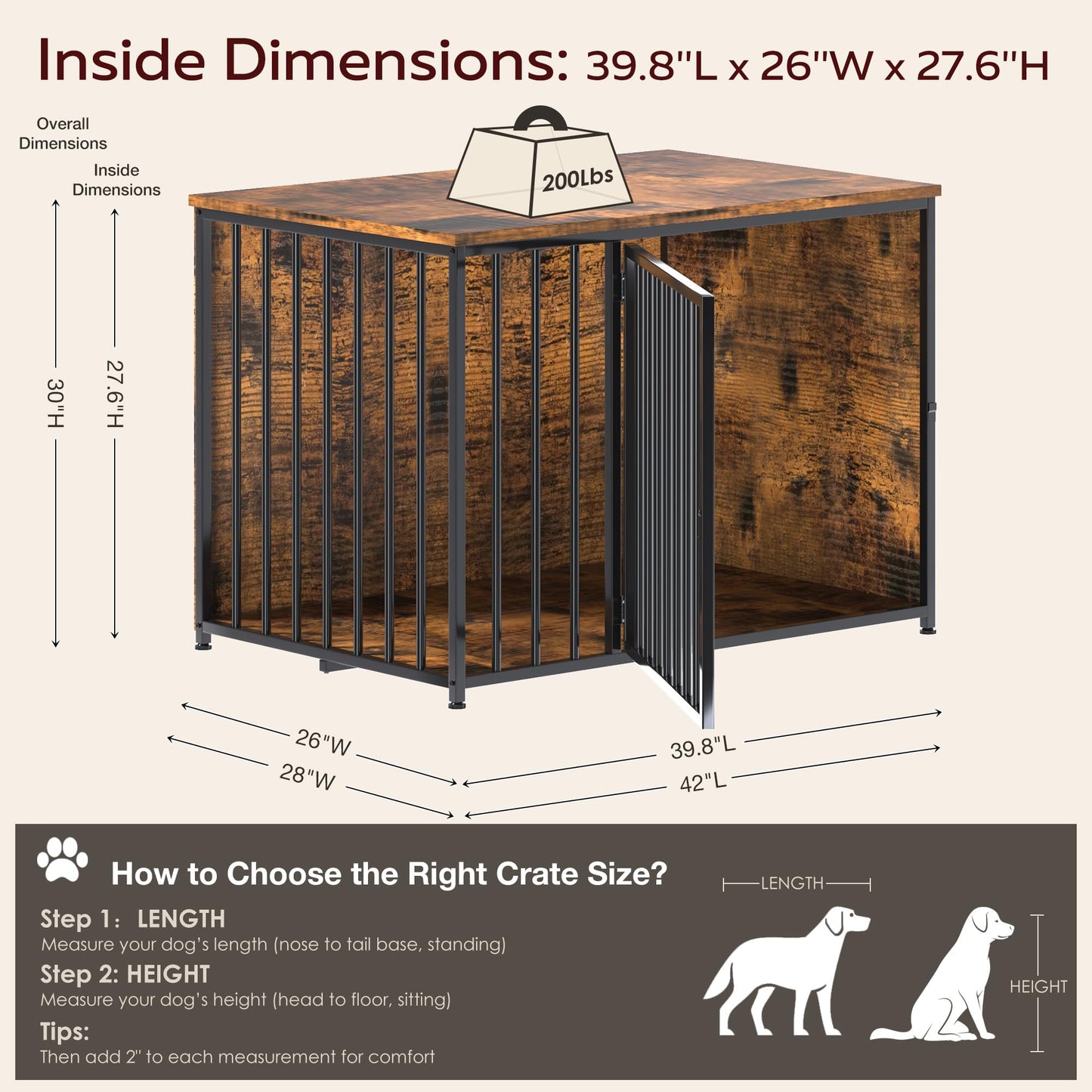 YODOLLA 42 Inch Dog Crate Furniture