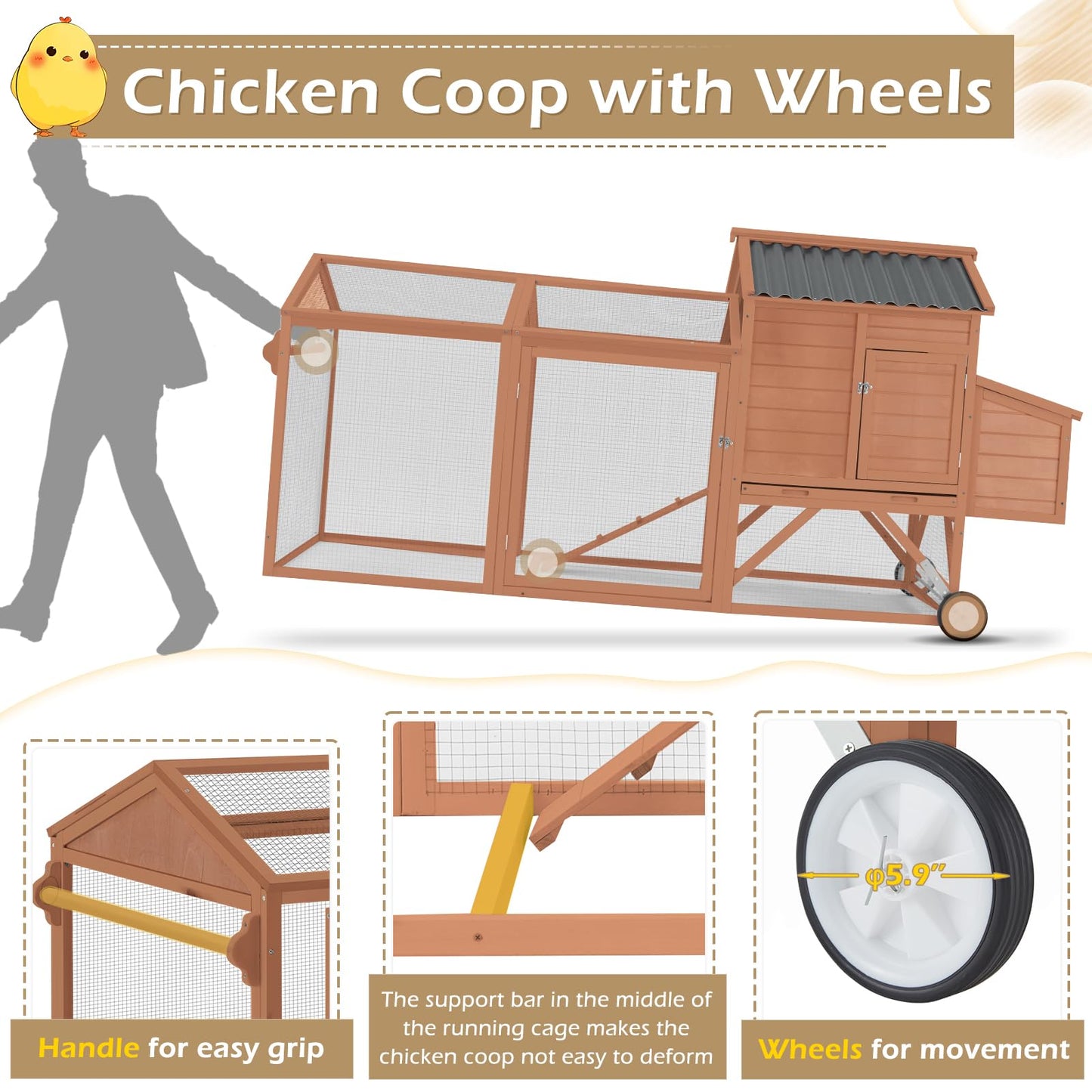 YODOLLA chicken coop with wheels
