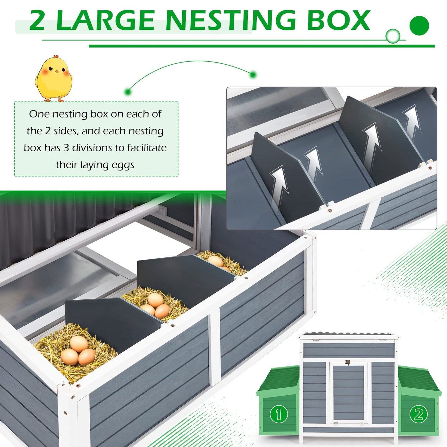 YODOLLA 56" chicken coop with nest box.