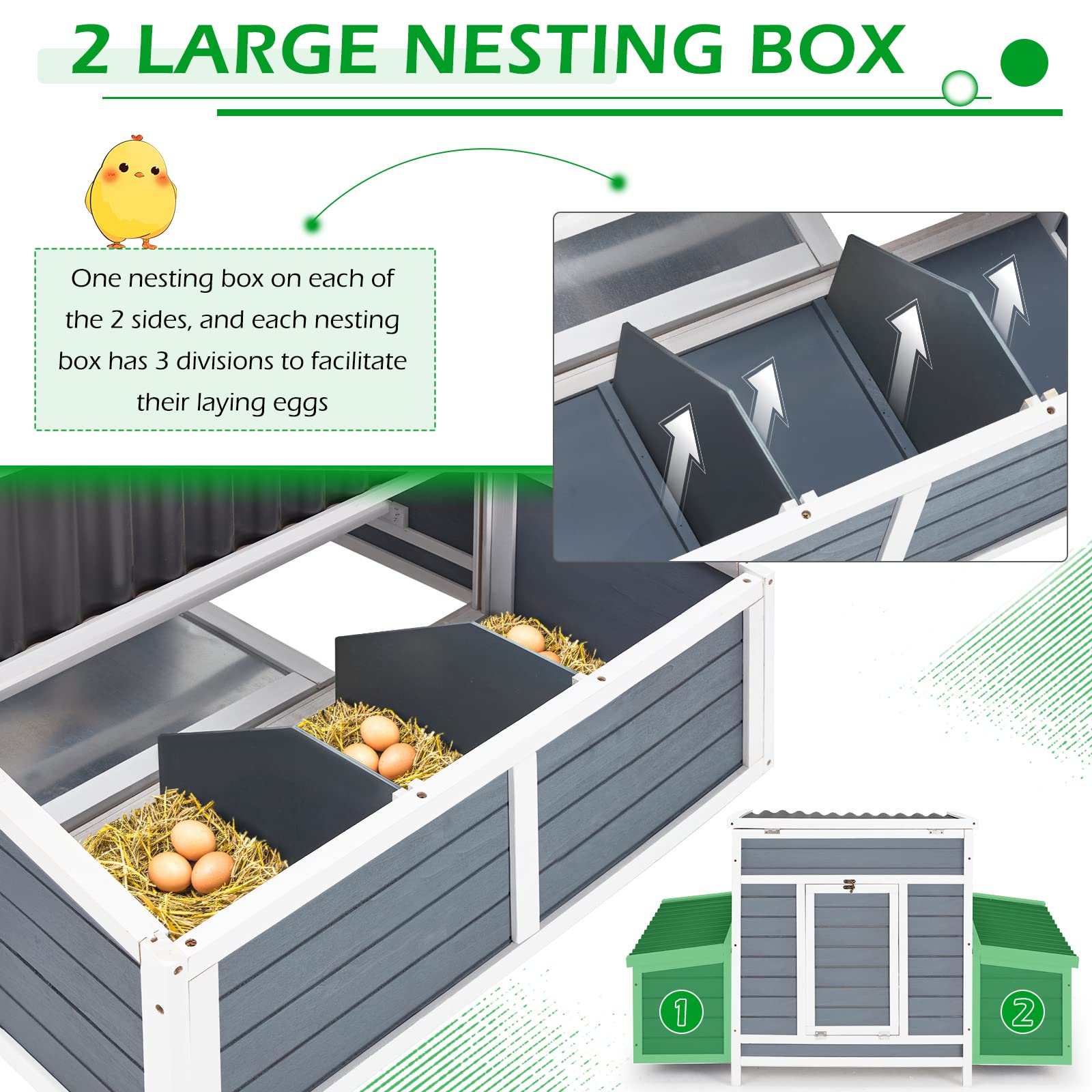YODOLLA 56" chicken coop with nest box.