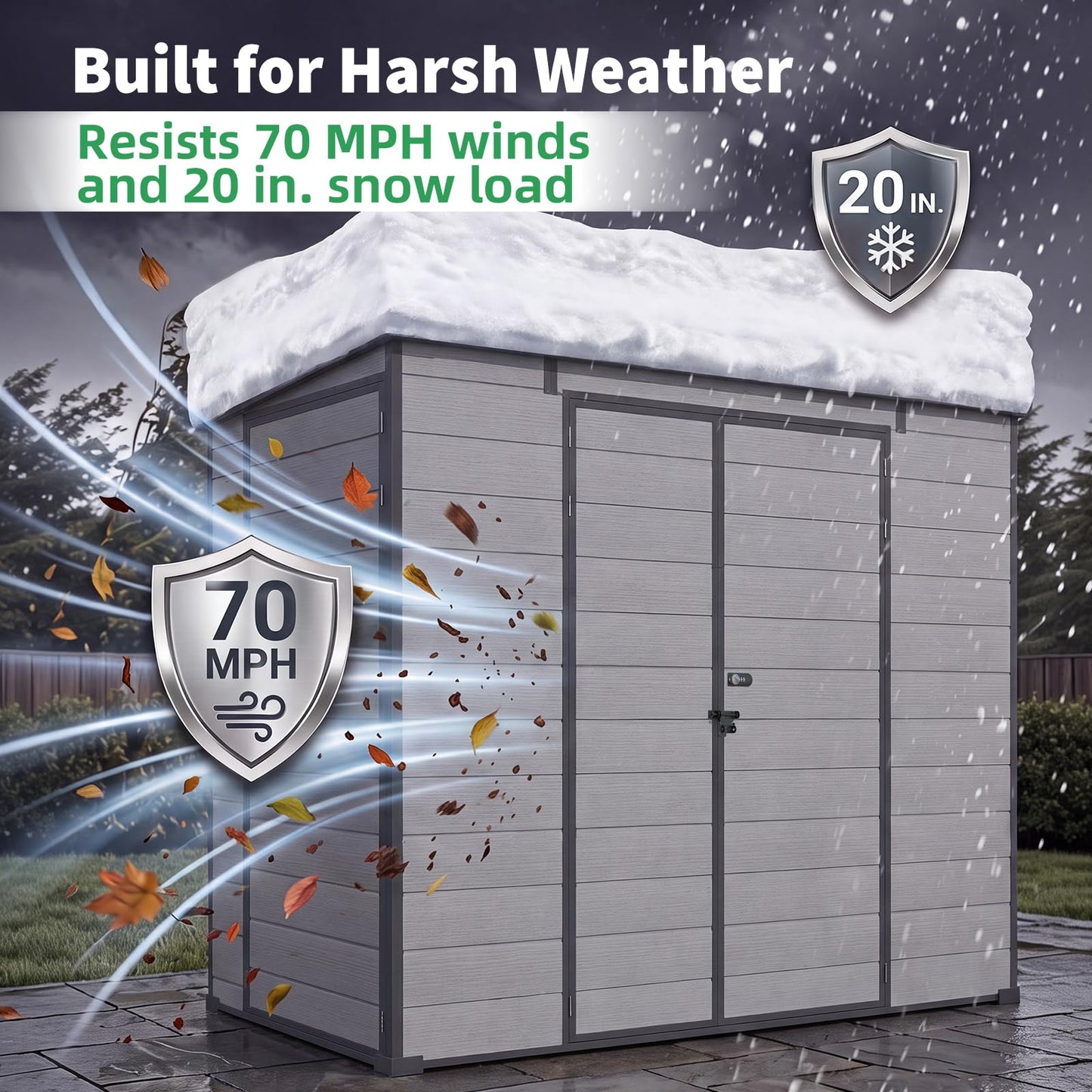 YODOLLA 4'x8' Resin Outdoor Storage Shed, Lean to Plastic Shed with Base