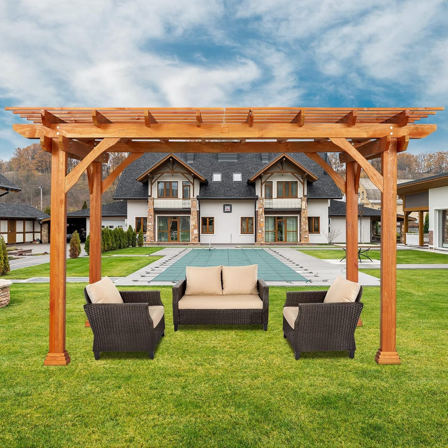 YODOLLA Cedar Wood Freestanding Pergola