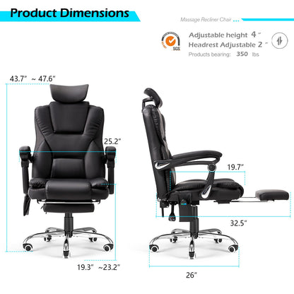 YODOLLA Office Chair with 7 Points Vibration Massage&Heat, Adjustable Ergonomic Recliner, Black