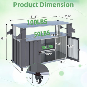 YODOLLA Outdoor Grill Table Cart Kitchen Island with Storage
