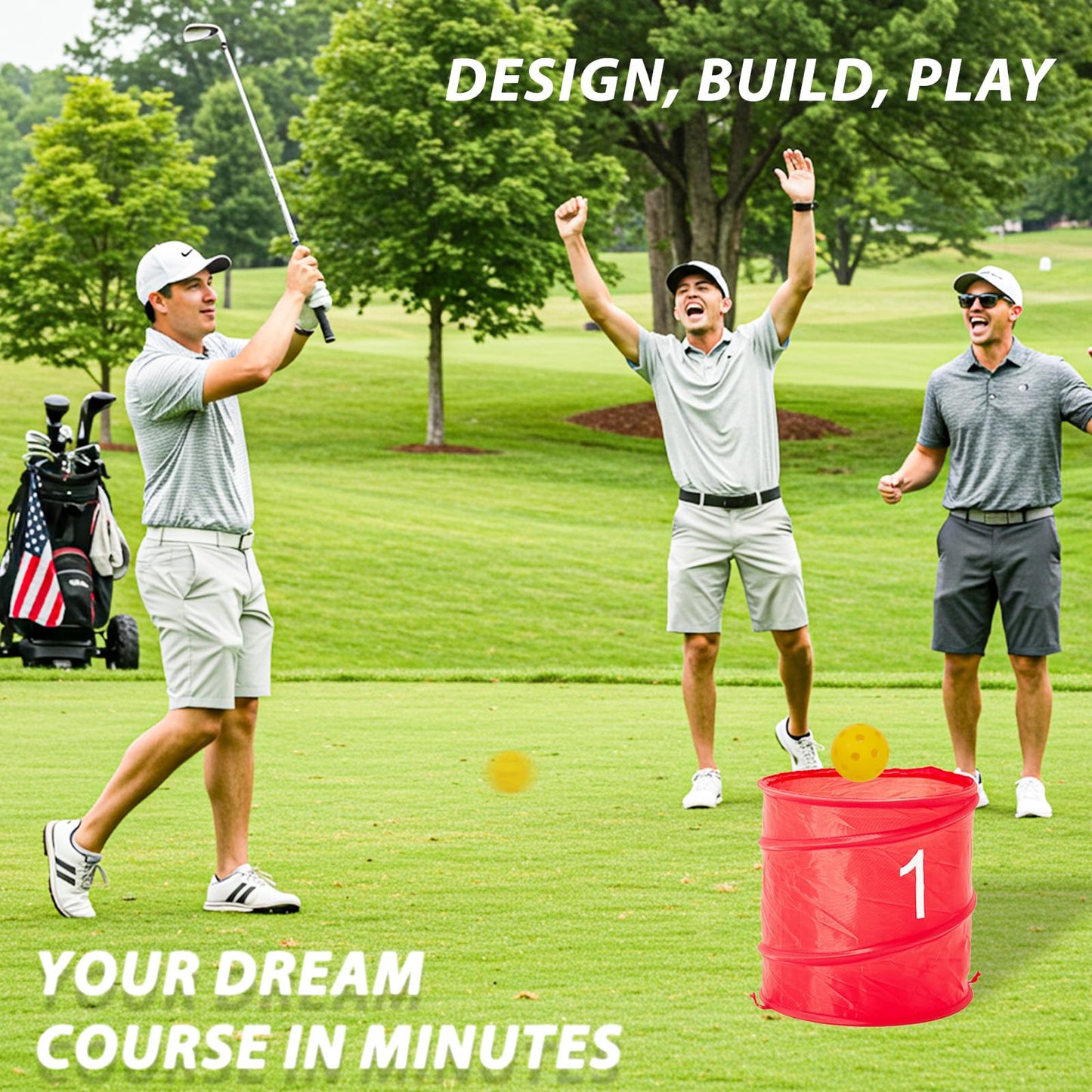 YODOLLA Bucket Yard Golf Game with Clubs 9 Hole Set Portable Low Tide Golf Game