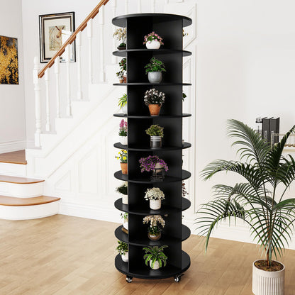 YODOLLA 8 Tier Rotating Shoe Rack Shoe Tower Organizer, Black