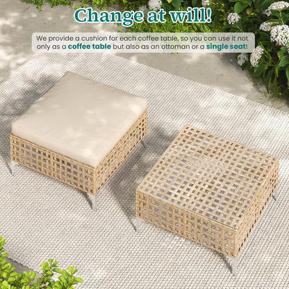 YODOLLA Outdoor Wicker Patio Furniture Sofa, Single Chair+Ottoman