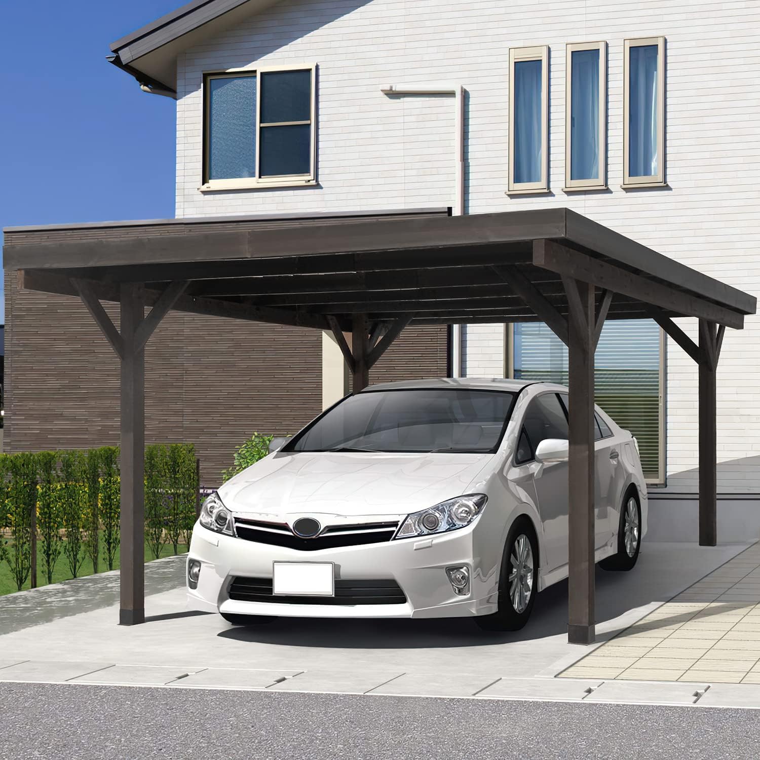 YODOLLA Outdoor Wood Pergola, Coffee