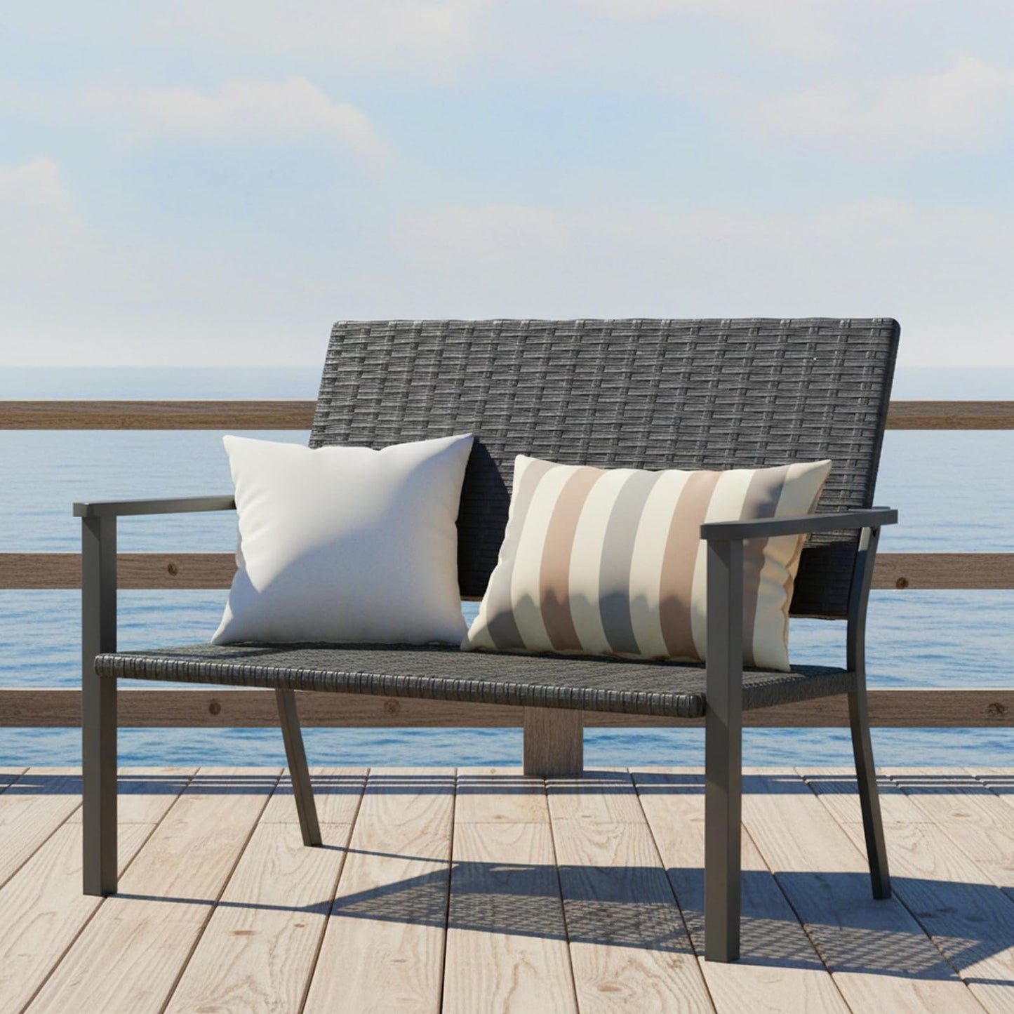 YODOLLA Outdoor Garden Bench,  Patio Loveseat with Backrest Armrests