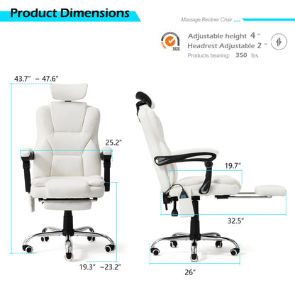 YODOLLA Office Chair with 7 Points Vibration Massage&Heat, Adjustable Ergonomic Recliner, Cream White
