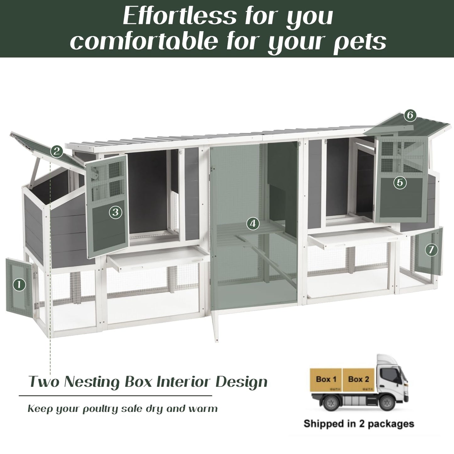 YODOLLA 98'' Extra Large Chicken Coop with Run, Wood Chicken House with 4 Nesting Boxes for 6-8 Chickens