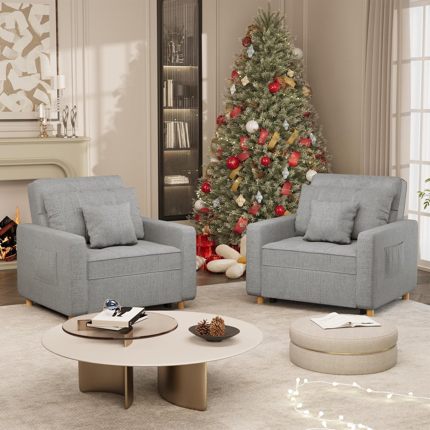 YODOLLA 36" Convertible Chair Bed, Gray