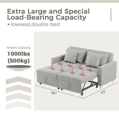 YODOLLA Comfortable 3-1 Convertible Sofa Bed, Gray