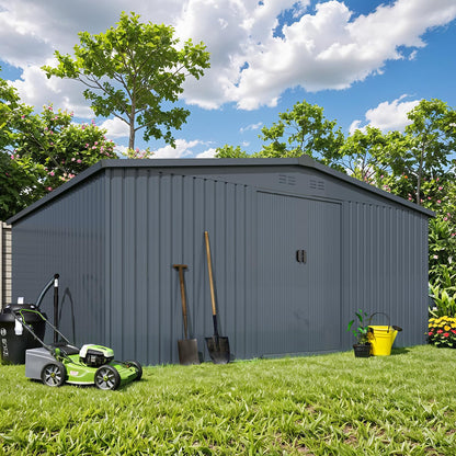 YODOLLA 12' x 14' Outdoor Storage Shed with Sliding Door