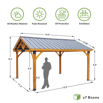 YODOLLA Outdoor Patio Gazebo, 12x14, Brown