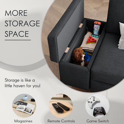YODOLLA Sectional Couch with Ottoman Convertible Corner Couches with Armrest Storage