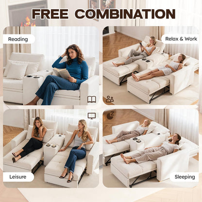 YODOLLA 75" Sleeper Chair, 3 in 1 Convertible Sleeper Sofa Bed