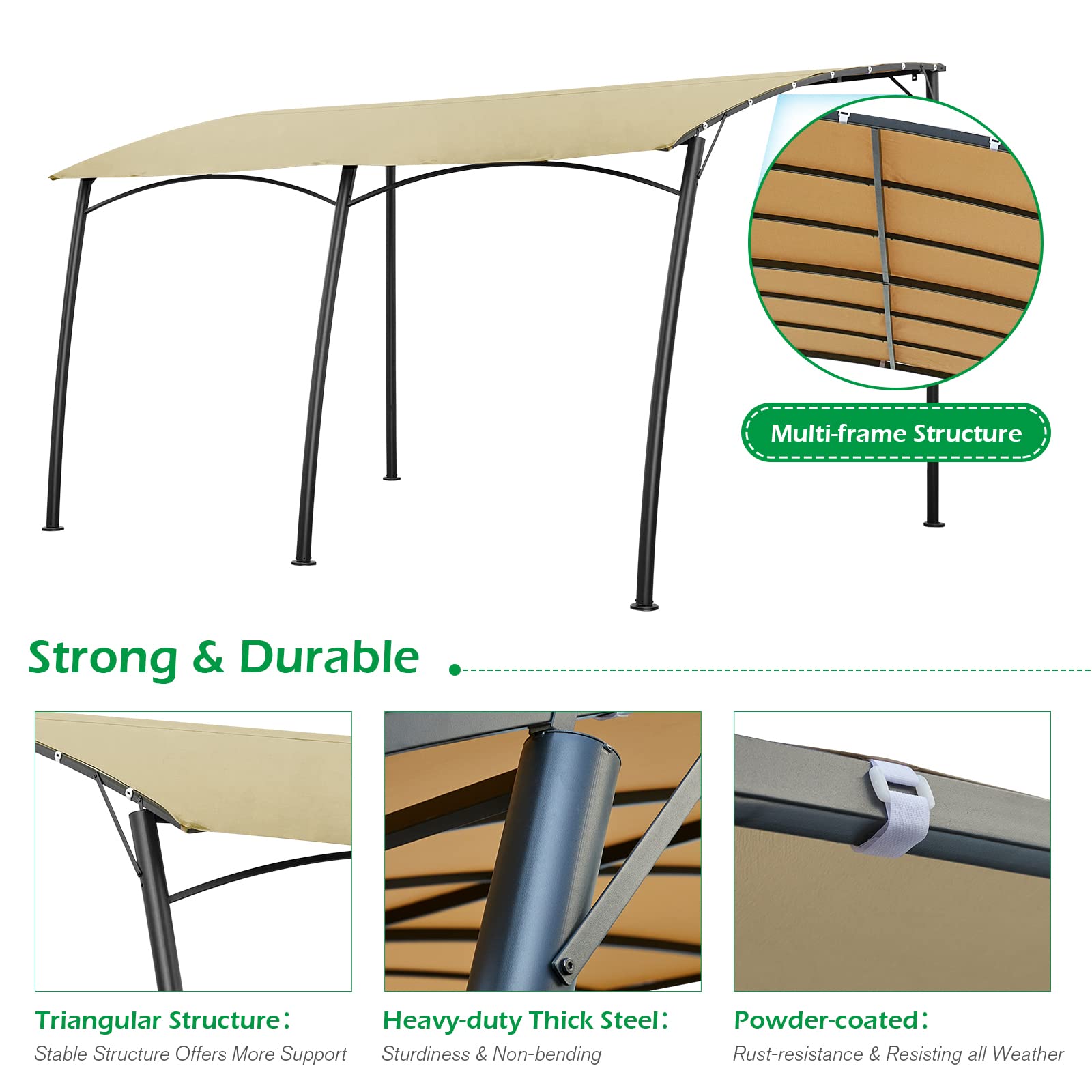 YODOLLA Beige Pergola Awnings for Outdoor