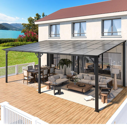 YODOLLA 20' x 12' Gazebo for Patio, Large Wall-Mounted Hard Top Lean-to Gazebo Pergola