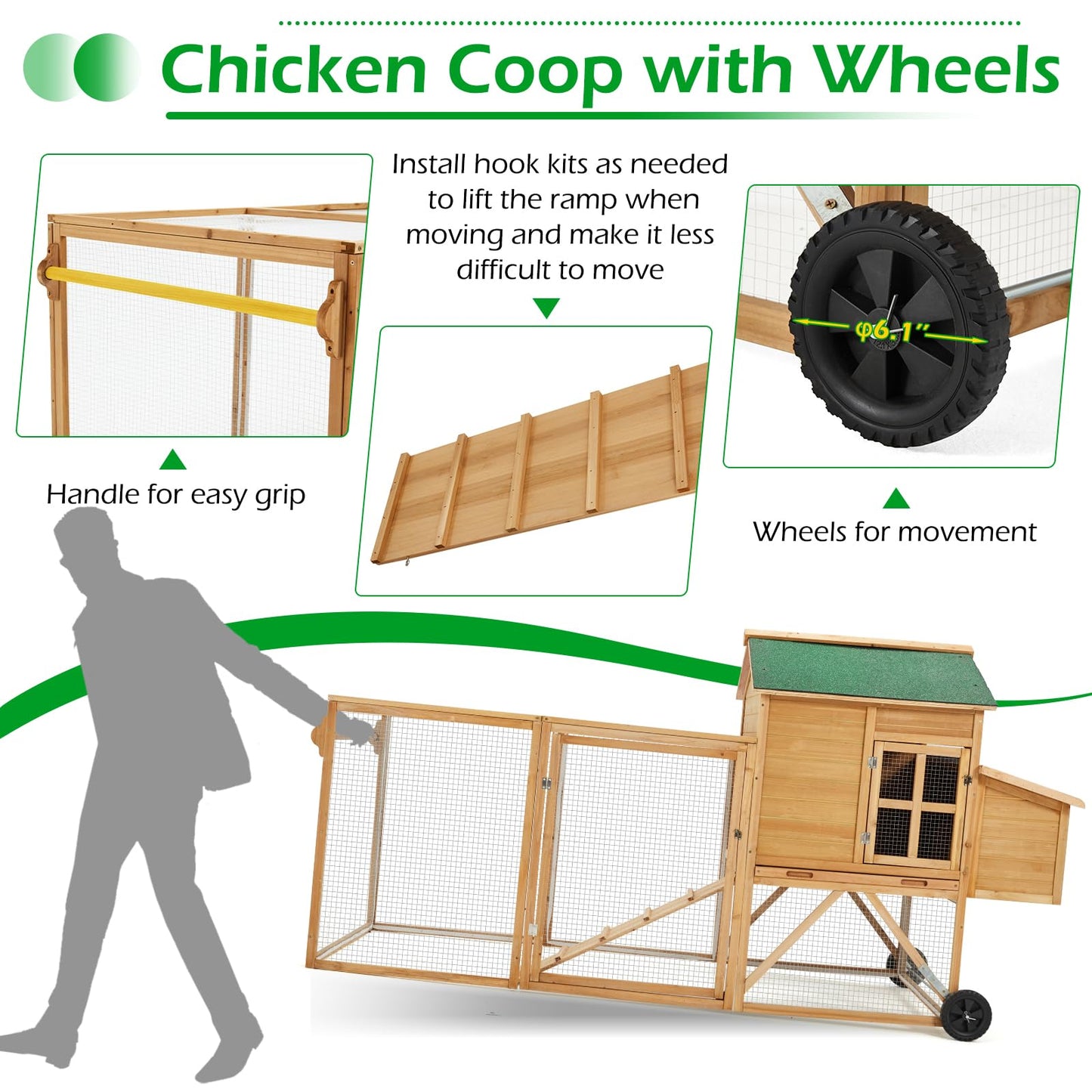YODOLLA outdoor chicken coop with wheels