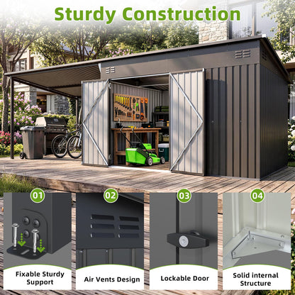 YODOLLA 20x8 FT Metal Outdoor Storage Shed with Pergola Hardtop Combo