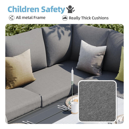 YODOLLA Outdoor Dining Sofa Set w/ Table, Grey