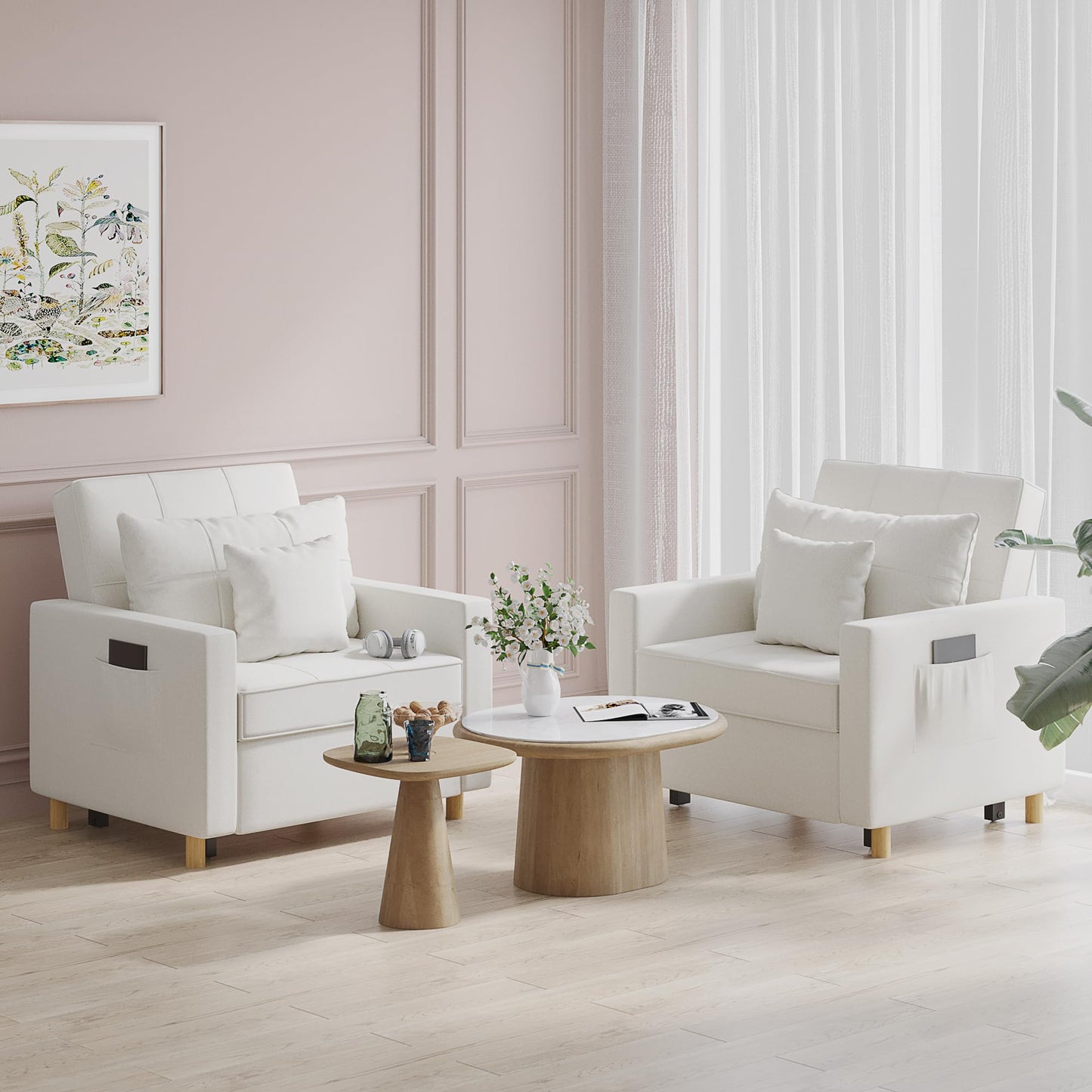 YODOLLA 36" Convertible Chair Bed, White