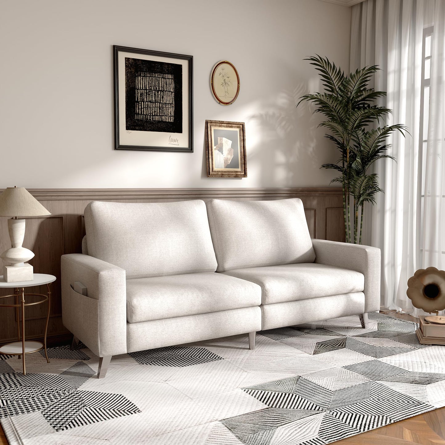 YODOLLA 79 Inch Sofa Couch for Living Room, Cream White