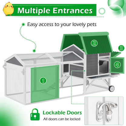 YODOLLA wooden movable chicken coop with easy access