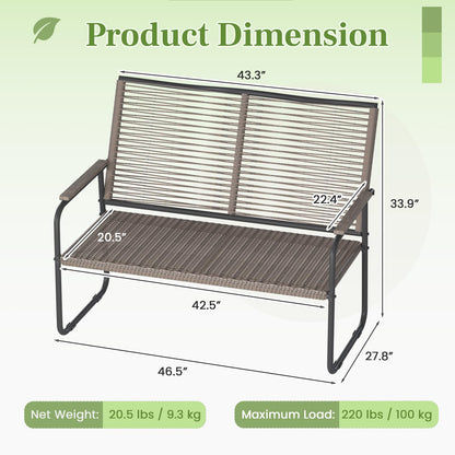 YODOLLA Outdoor Garden Bench, Weatherproof Wicker Patio Loveseat with Backrest Armrests