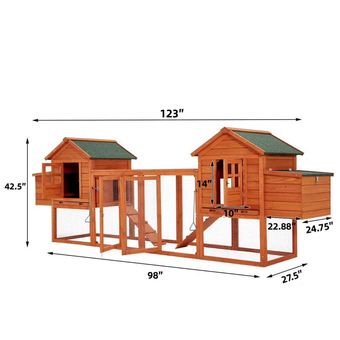 YODOLLA 123” chicken coop for 12 chickens.
