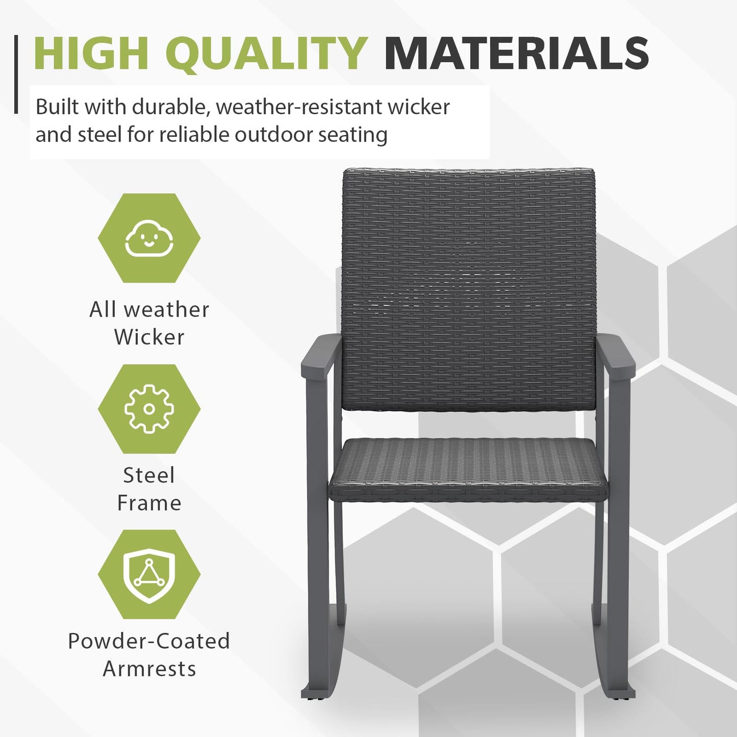 YODOLLA Outdoor Dining Set, Metal Frame Patio 3PCS (2 Chair+Side Table)