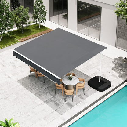 YODOLLA 13'x8' Awning Free Standing Retractable Awning with Weighted Base