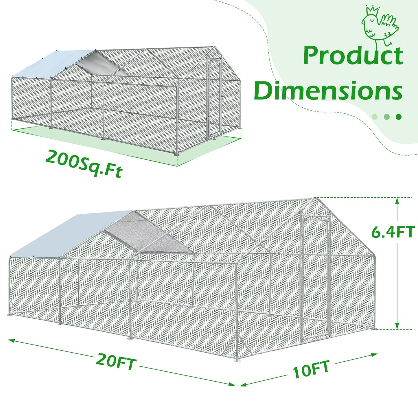 YODOLLA spacious chicken coop for 12