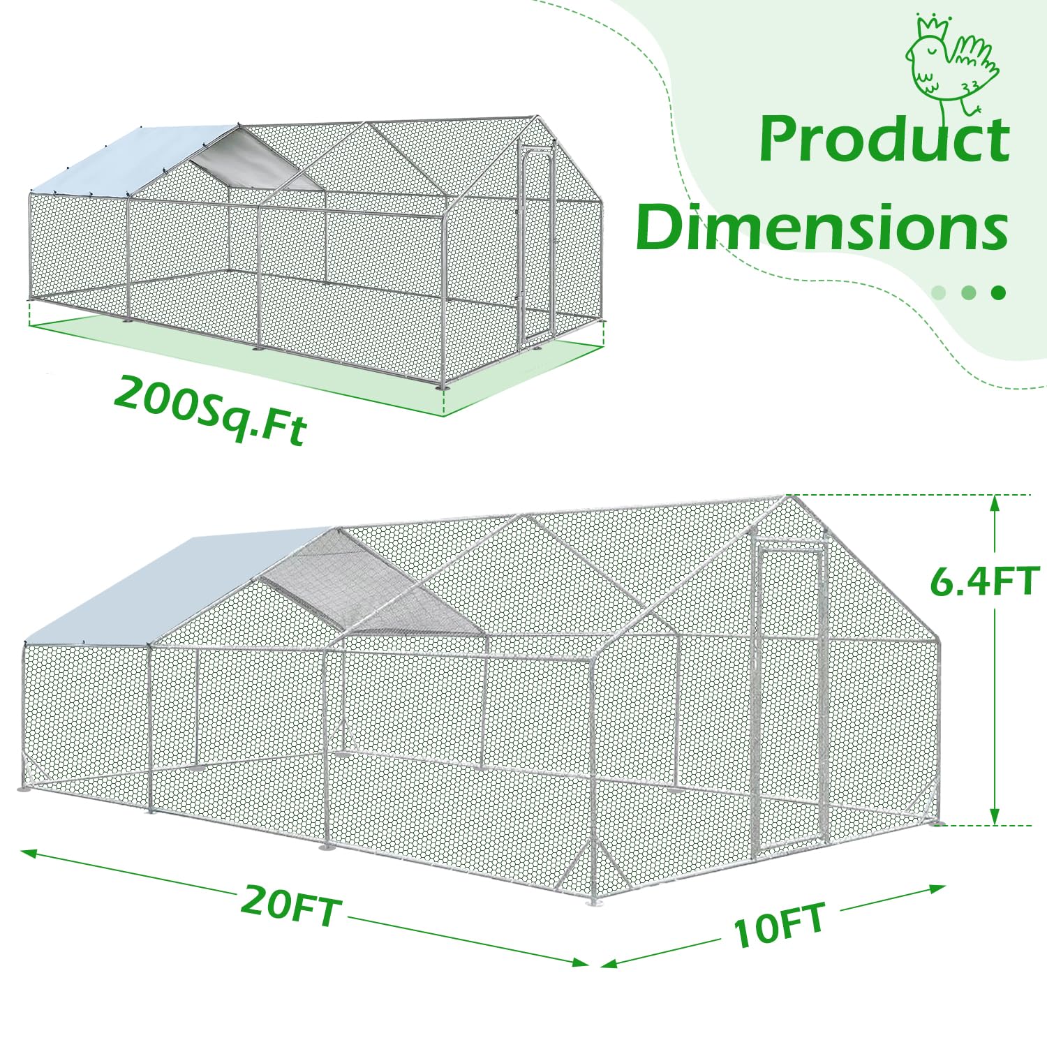 YODOLLA spacious chicken coop for 12