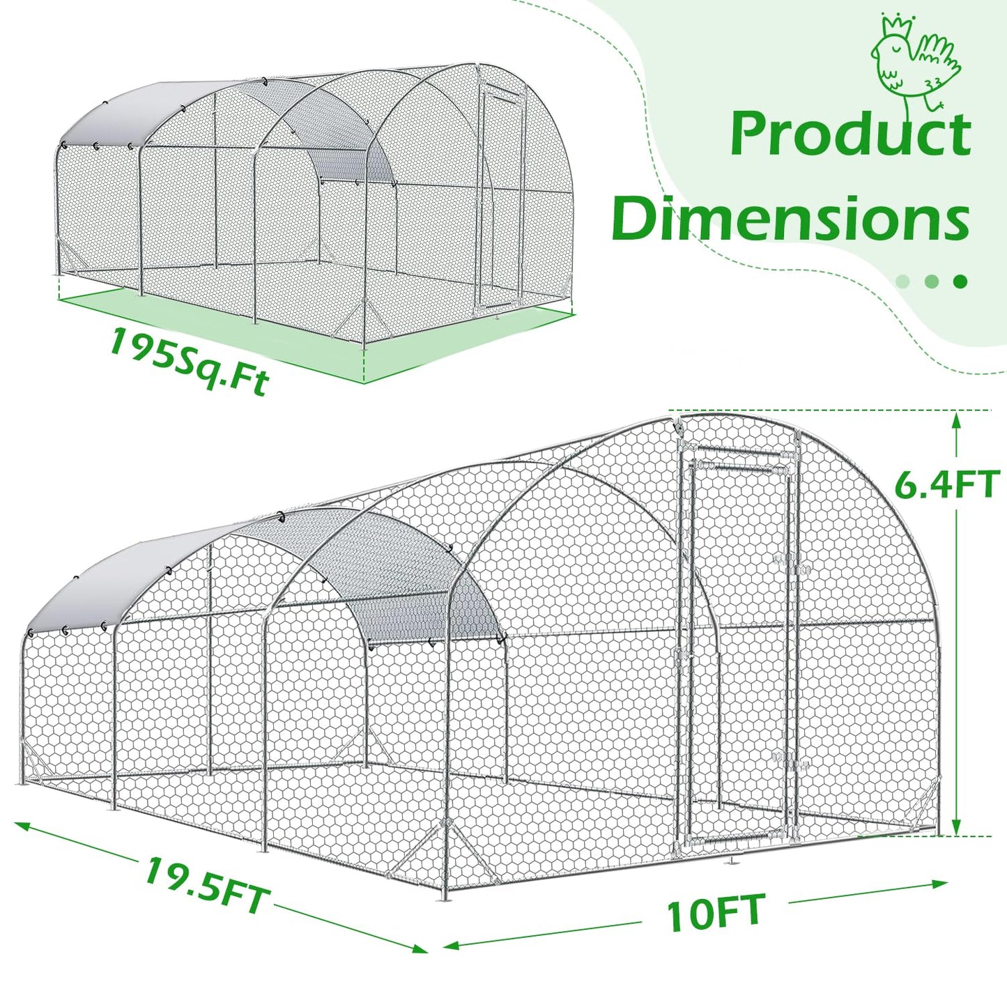 YODOLLA walk-in chicken coop with dome