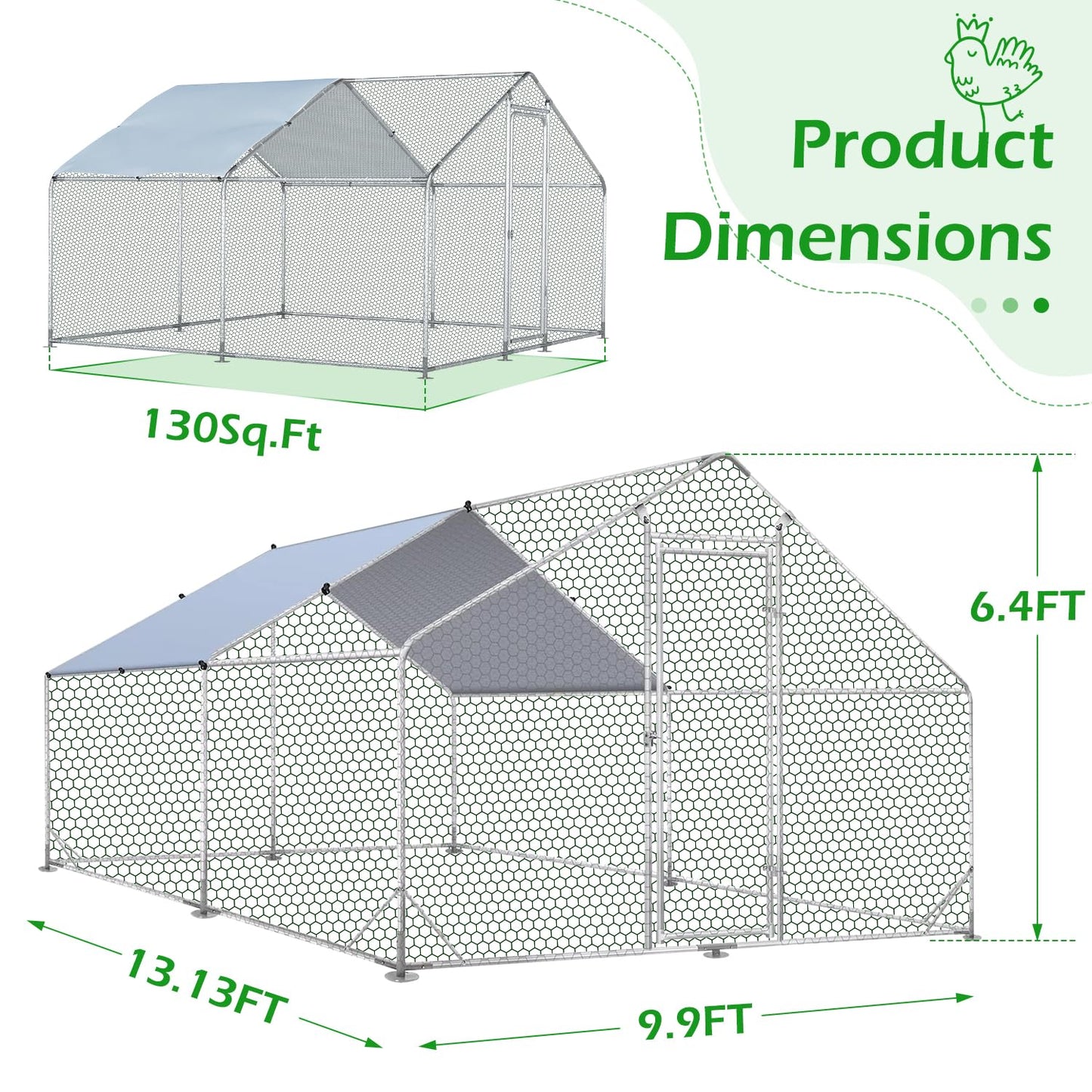 YODOLLA spacious chicken coop for 12