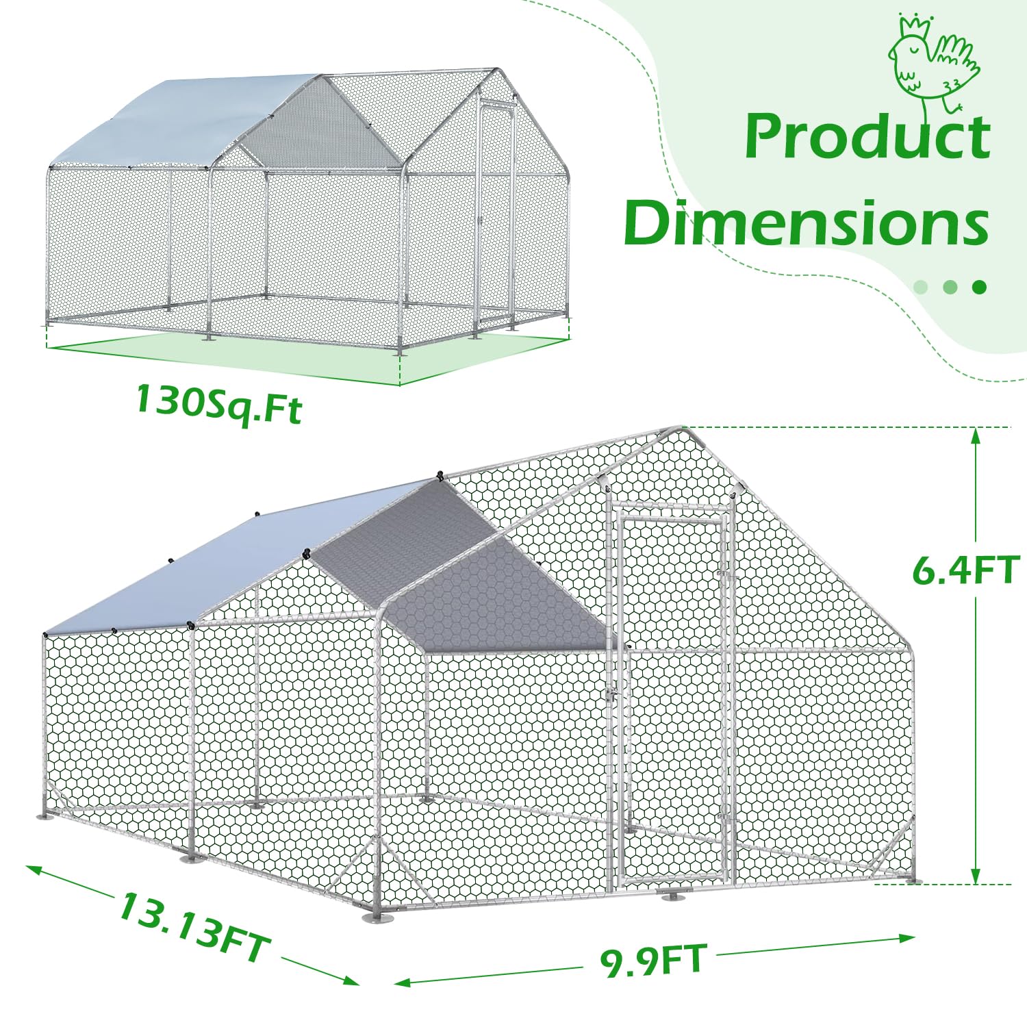 YODOLLA spacious chicken coop for 12