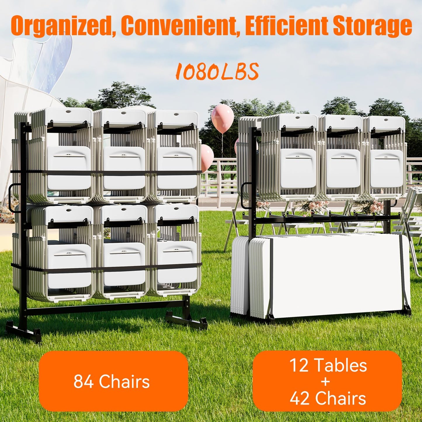 YODOLLA Folding Chair Rack 1080LBS Chair Cart