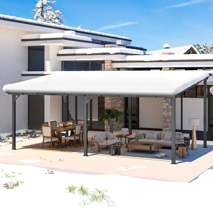 YODOLLA 20' x 12' Gazebo for Patio, Large Wall-Mounted Hard Top Lean-to Gazebo Pergola