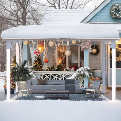 YODOLLA 12'x8' Wall Mounted Gazebos Pergola, White