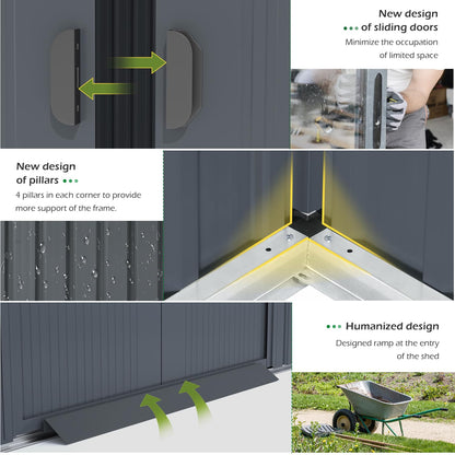 YODOLLA 12' x 14' Outdoor Storage Shed with Sliding Door