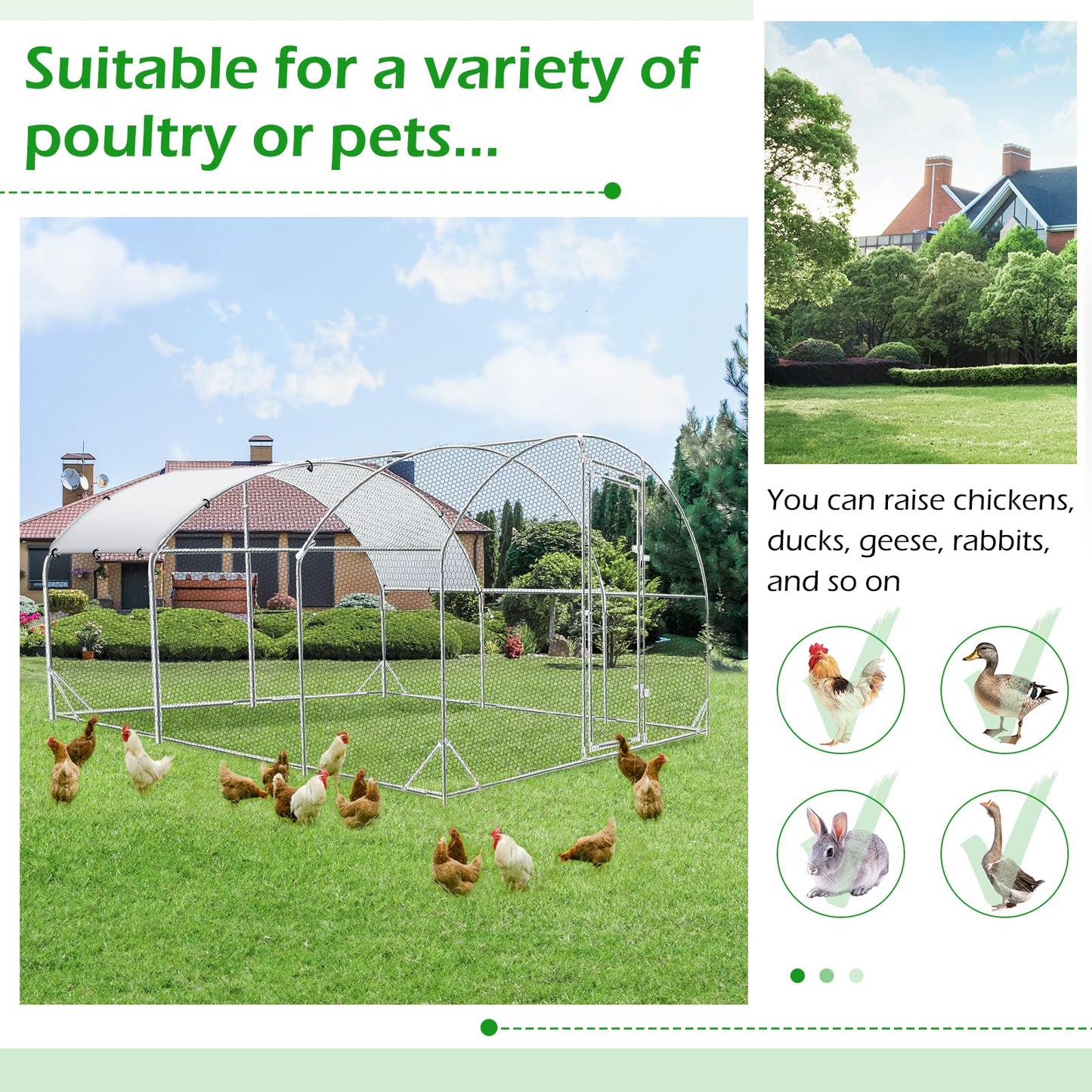 YODOLLA spacious chicken coop for 20 birds