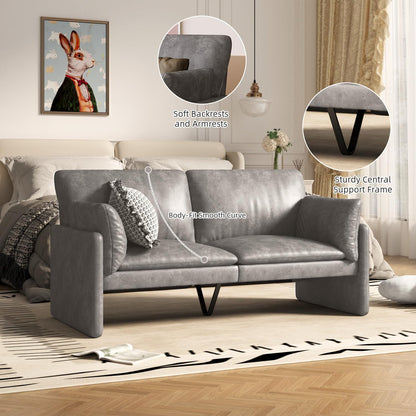YODOLLA 68'' Modern Love Seat Sofa Couches, Faux Leather Gray