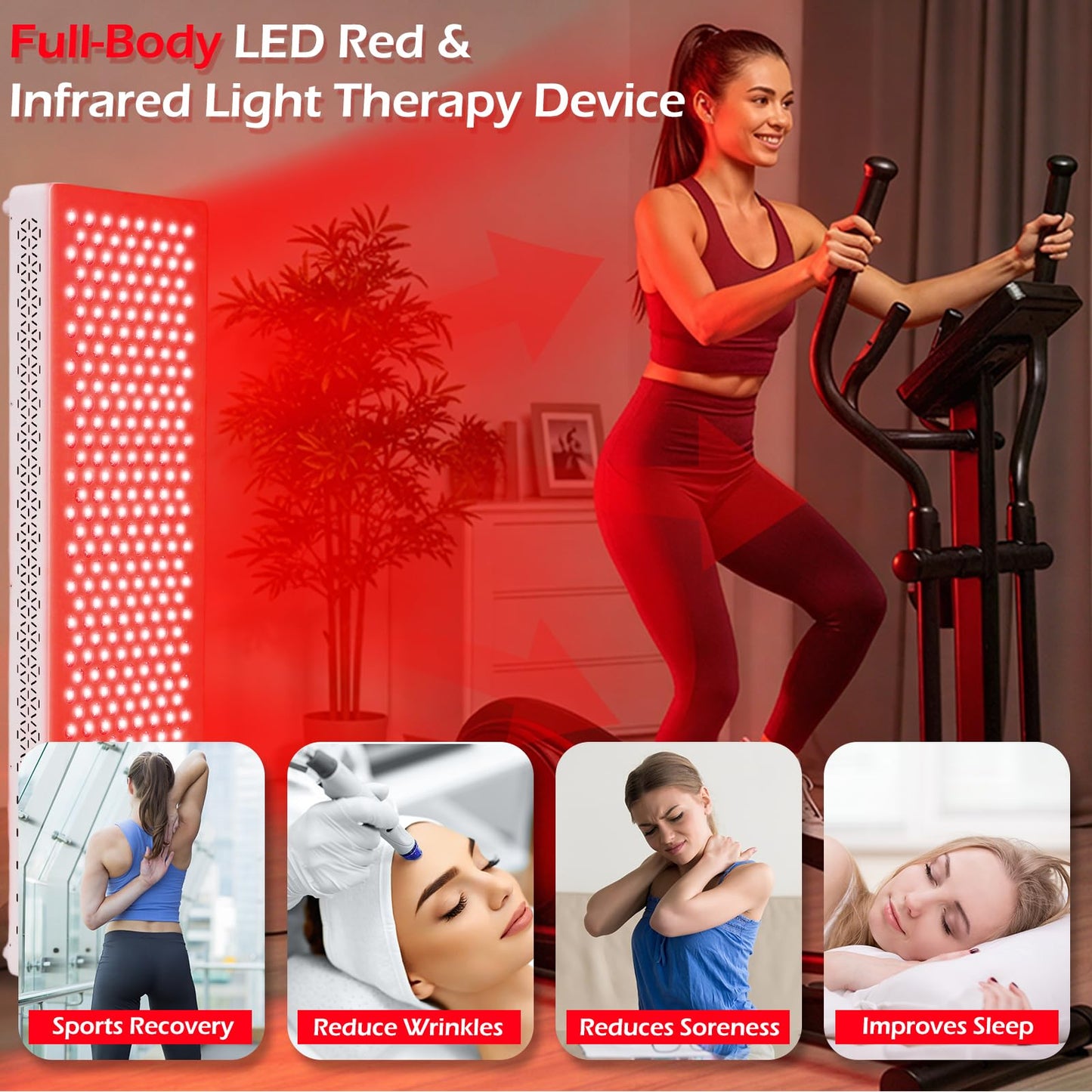 YODOLLA Red Light Therapy, 308 LEDs, 5 Wavelengths Red 660nm & Near Infrared 850nm Light Therapy Panel