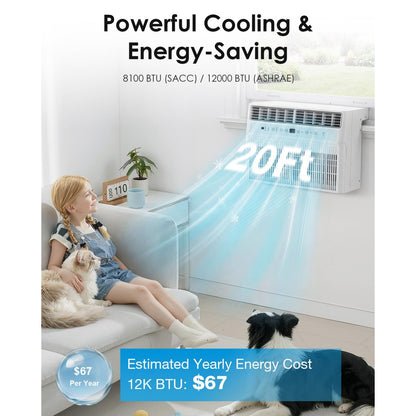 YODOLLA U-Shaped Window Air Conditioner, 12000 BTU AC Unit, Upgraded Front Panel +20% Airflow, Cools up to 350 Sq. Ft.