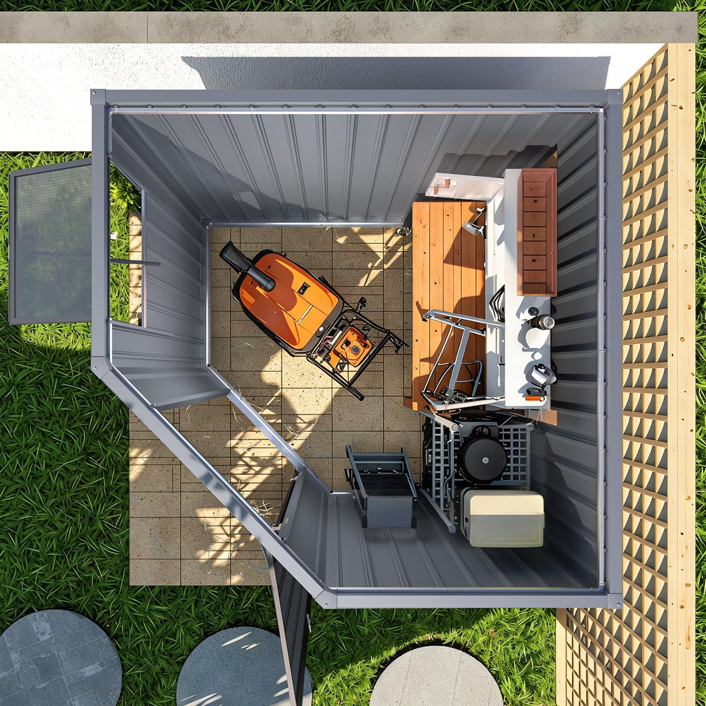 YODOLLA Corner 6x6 Storage Sheds & Outdoor Storage with Openable Windows