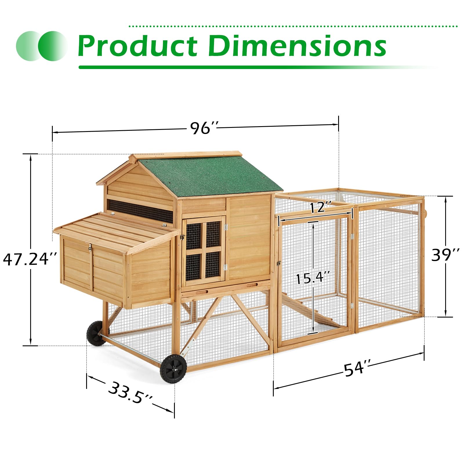YODOLLA chicken coop with dimensions