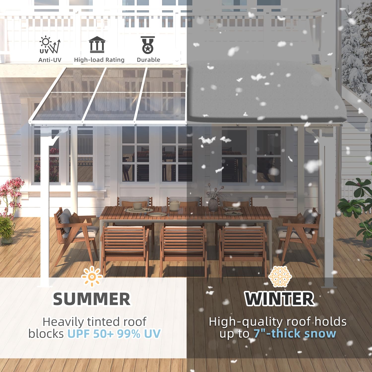 YODOLLA White Hardtop Lean To Gazebo